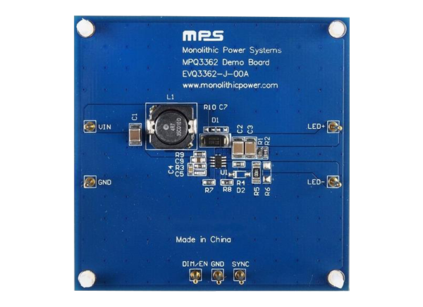 Monolithic Power Systems (MPS)  EVQ3362-J-00A LED驱动评估板的介绍、特性、及应用