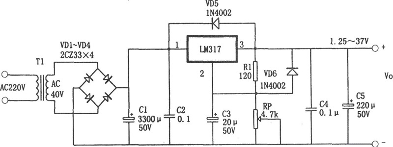 详解由LM317稳压器芯片组成的十种电源电路