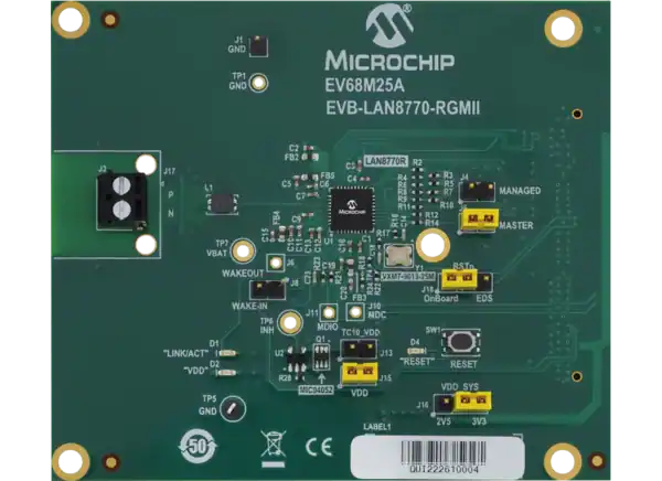 微芯片技术EV68M25A EVB-LAN8770-RGMII板的介绍、特性、及应用