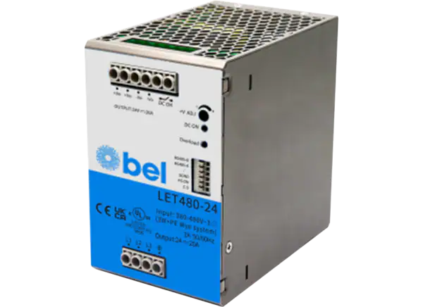贝尔电源解决方案LET480 DIN轨道电源的介绍、特性、及应用