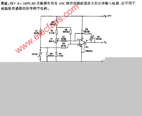 KTY温度传感器接口电路图