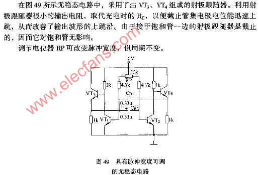 具有脉冲宽度可调的无稳态电路图