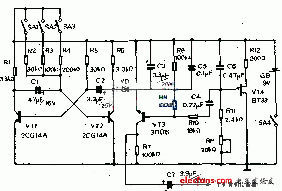 电子钟声发生器电路图