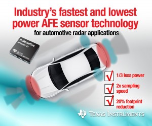 德州仪器AFE传感器技术助力汽车雷达系统探测道路的安全性