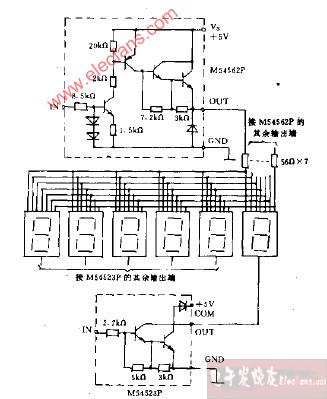 7段LED显示器的分时驱动电路图
