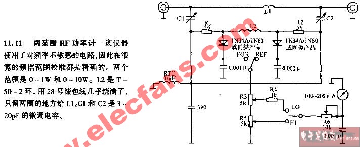 两范围RF功率计电路图