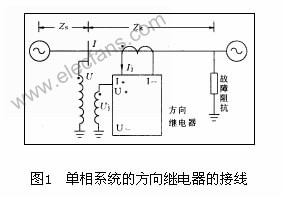 单相系统的方向继电器接线图