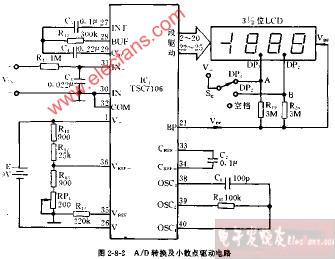 DT830C、CM2400型AD转换及小数点驱动电路图