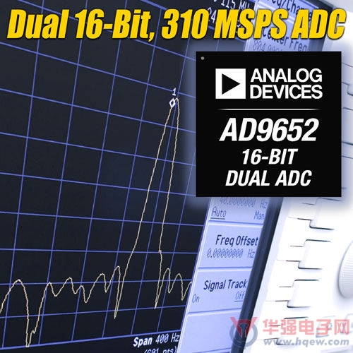 ADI发布16位、310 MSPS、双通道模数转换器