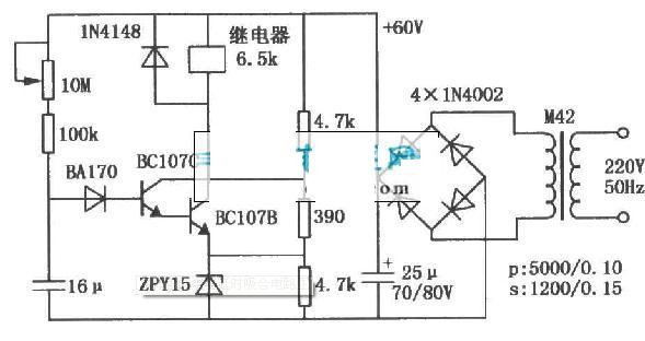 晶体管继电器延时吸合电路