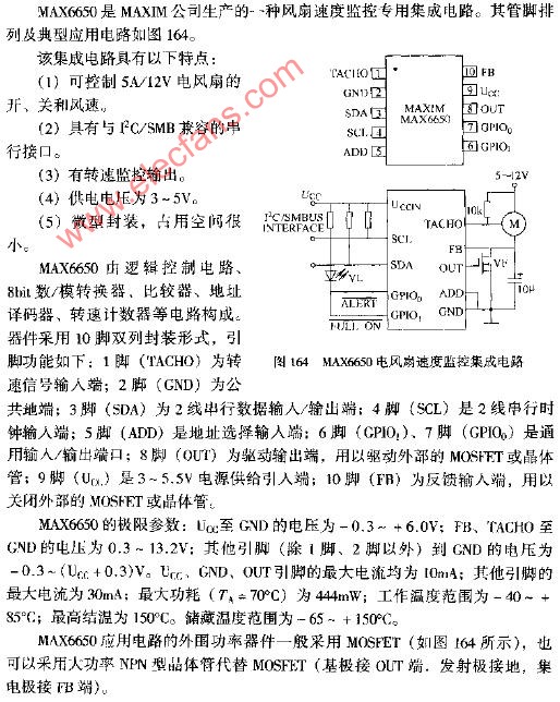 MAX6650电风扇速度监控集成电路图