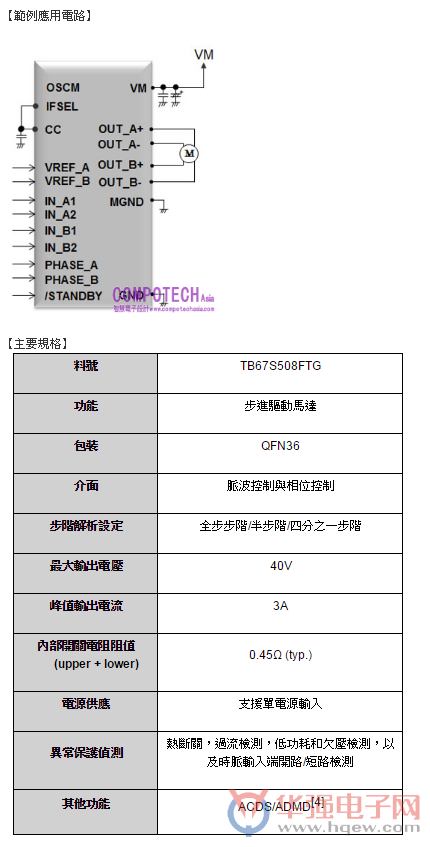 东芝推出无需电流检测电阻的双极性步进马达驱动IC