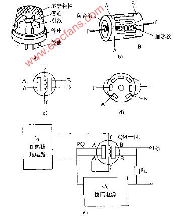 QM--N5型气敏元件单位电源应用电路图