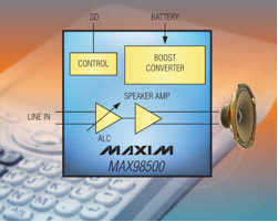 Maxim推出升压型2.2W D类扬声器放大器