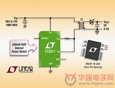 100V 隔离型单片反激式稳压器无需光耦合器