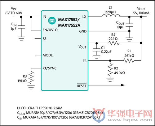 60V超小尺寸、高效率同步降压型DC-DC转换器 空载耗流为22μA