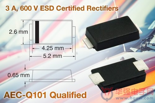 Vishay发布具有ESD保护的新款600V标准整流器