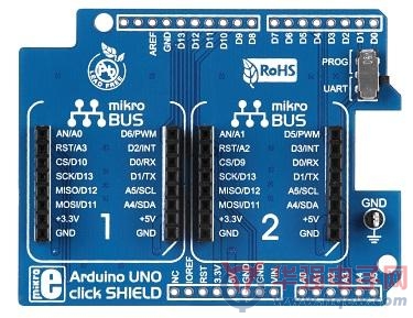 e络盟推出针对Atmel Xplained的Arduino UNO Click Shield扩展板及多种配件