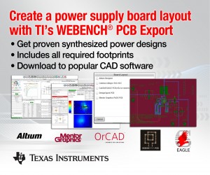 德州仪器宣布为WEBENCH 电源设计工具新增WEBENCH?PCB 导出功能