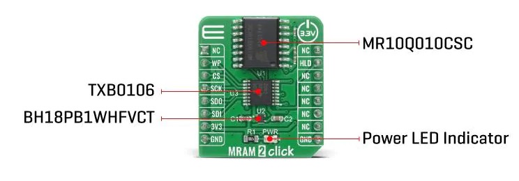 Mikroe MRAM 2 Click，用作非易失性存储介质或临时RAM扩展
