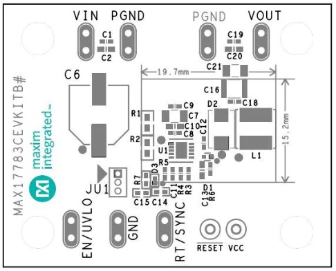 美信MAX17783评估板的介绍及特性，用于评估MAX17783C降压型DC-DC转换器