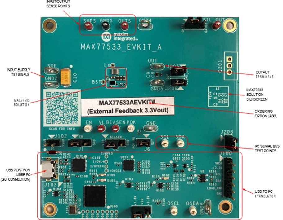 MAX77533是同步1.5A降压型DC-DC转换器的评估板的介绍