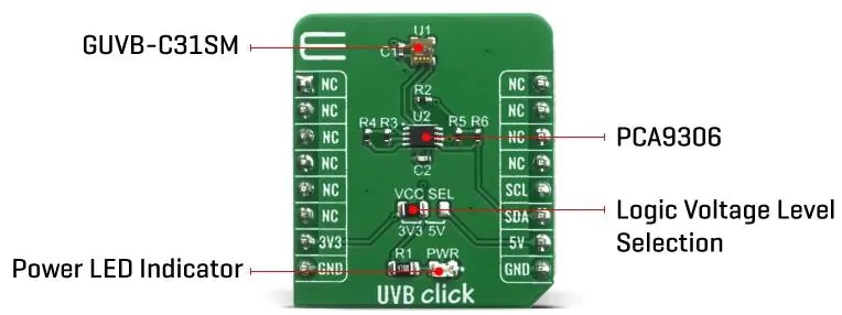 Mikroe紫外线感应板UVB Click_特性_引脚功能图及应用领域